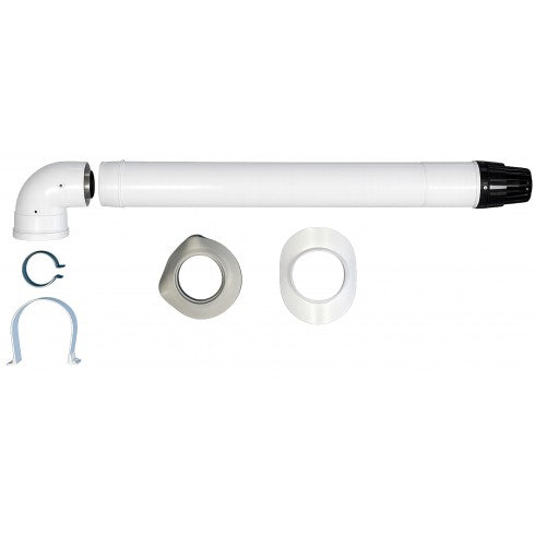 Kit scarico fumi coassiale 60/100mm C13 per caldaie a condensazione. Tubo aria/fumi per installazione a parete. 